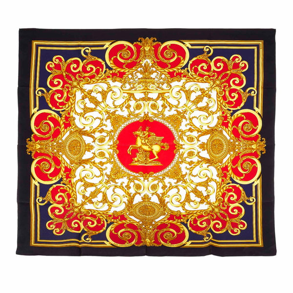 エルメス カレ90 LES TUILERIES チュイルリー公園 キャメル レッド マルチ シルク スカーフ レディース HERMES 【中古】