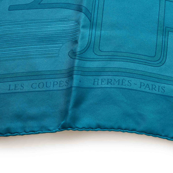 エルメス カレ90 LES COUPES  グリーン シルク スカーフ レディース HERMES 【中古】