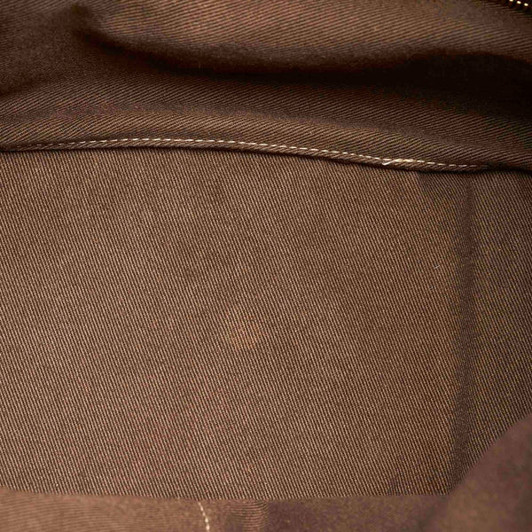 ロエベ アナグラム ボルソダッフル ベージュ ゴールド キャンバス レザー ショルダーバッグ レディース LOEWE 【中古】