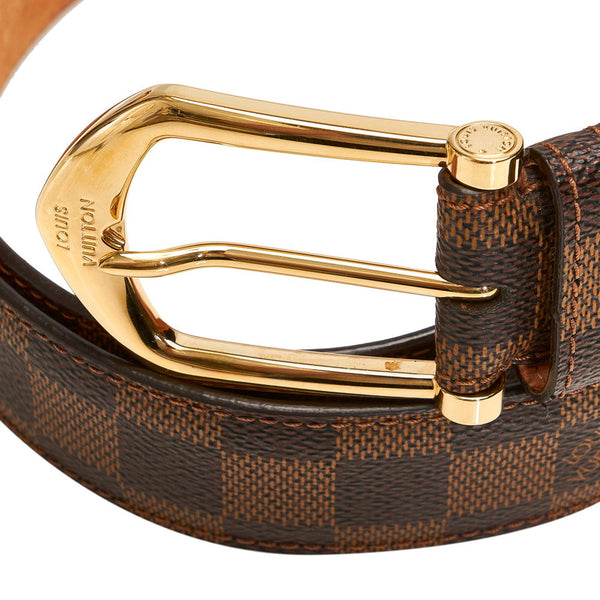 ルイ ヴィトン ダミエ サンチュールエリプス M6835 ブラウン PVC レザー ベルト メンズ LOUIS VUITTON 【中古】