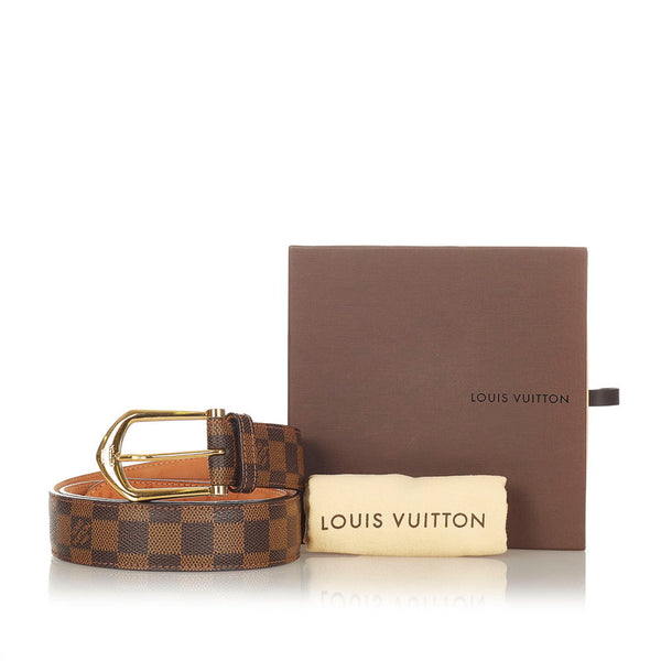 ルイ ヴィトン ダミエ サンチュールエリプス M6835 ブラウン PVC レザー ベルト メンズ LOUIS VUITTON 【中古】