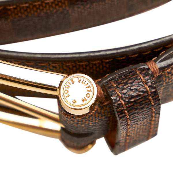ルイ ヴィトン ダミエ サンチュールエリプス M6835 ブラウン PVC レザー ベルト メンズ LOUIS VUITTON 【中古】