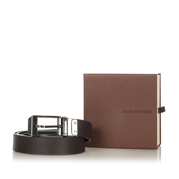 ルイ ヴィトン サンチュールシアトル M6906 ブラック ダークブラウン レザー リバーシブル メンズ LOUIS VUITTON 【中古】