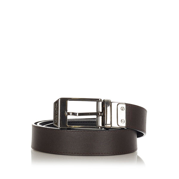 ルイ ヴィトン サンチュールシアトル M6906 ブラック ダークブラウン レザー リバーシブル メンズ LOUIS VUITTON 【中古】