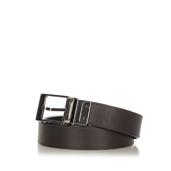 ルイ ヴィトン サンチュールシアトル M6906 ブラック ダークブラウン レザー リバーシブル メンズ LOUIS VUITTON 【中古】