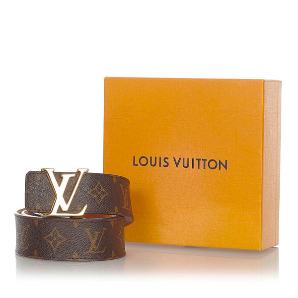 ルイ ヴィトン モノグラム サンチュールLVイニシアル Ｍ9608 ブラウン PVC レザー ベルト メンズ LOUIS VUITTON 【中古】
