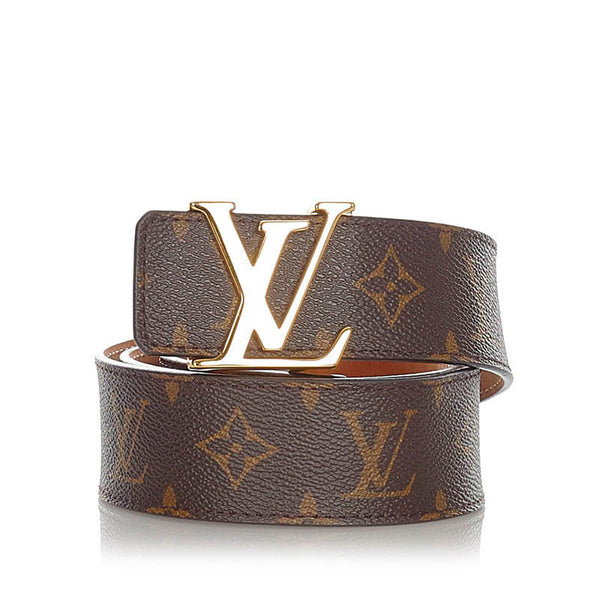 ルイ ヴィトン モノグラム サンチュールLVイニシアル Ｍ9608 ブラウン PVC レザー ベルト メンズ LOUIS VUITTON 【中古】