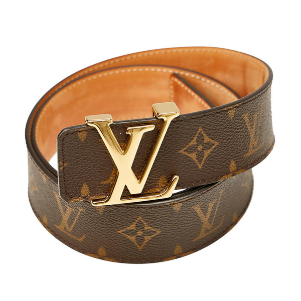 ルイ ヴィトン モノグラム サンチュールLVイニシアル Ｍ9608 ブラウン PVC レザー ベルト メンズ LOUIS VUITTON 【中古】
