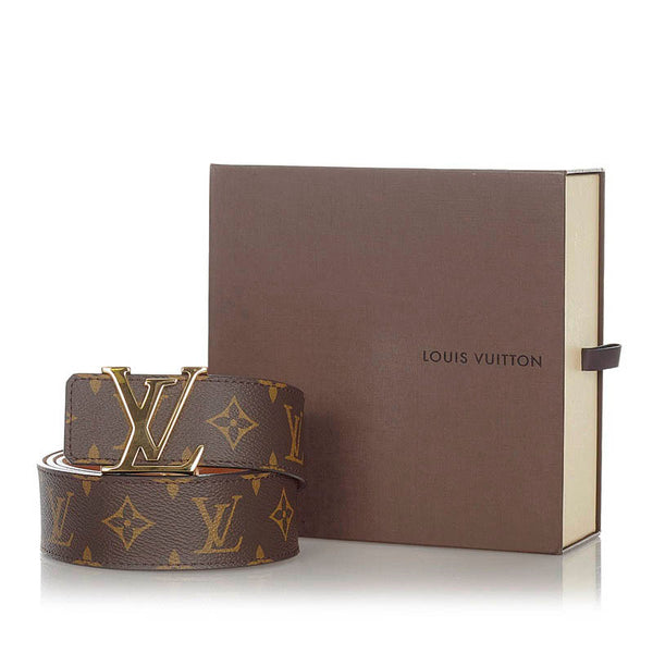 ルイ ヴィトン モノグラム サンチュールLVイニシアル Ｍ9608 ブラウン PVC レザー ベルト メンズ LOUIS VUITTON 【中古】
