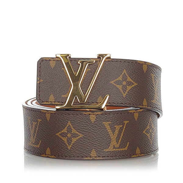 ルイ ヴィトン モノグラム サンチュールLVイニシアル Ｍ9608 ブラウン PVC レザー ベルト メンズ LOUIS VUITTON 【中古】