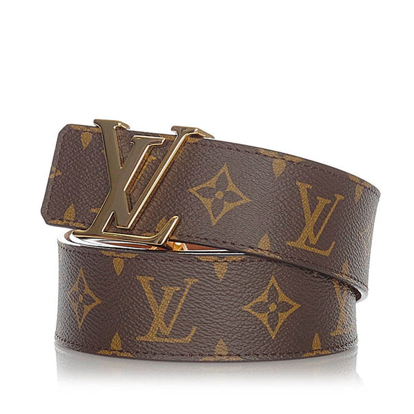 ルイ ヴィトン モノグラム サンチュールLVイニシアル Ｍ9608 ブラウン PVC レザー ベルト メンズ LOUIS VUITTON 【中古】
