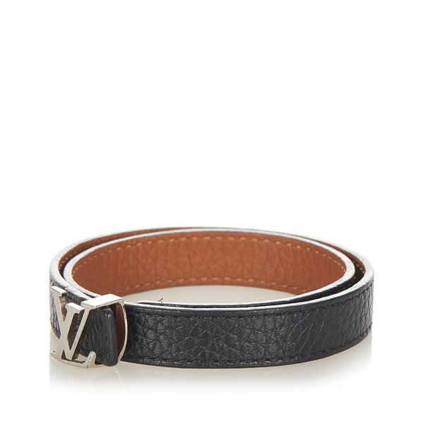 ルイ ヴィトン M6018E ブラック レザー ブラスレ ブレスレット レディース LOUIS VUITTON 【中古】
