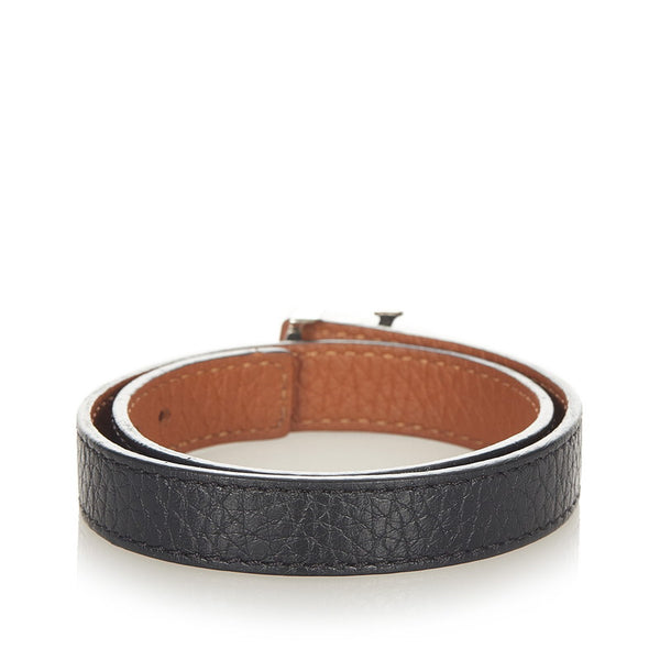 ルイ ヴィトン M6018E ブラック レザー ブラスレ ブレスレット レディース LOUIS VUITTON 【中古】