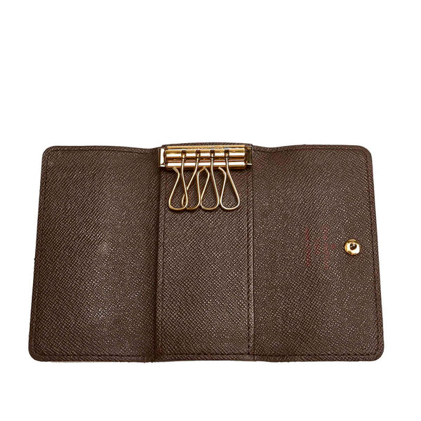 ルイ ヴィトン ダミエ ミュルティクレ N62631 ダークブラウン ベージュ PVC キーケース レディース LOUIS VUITTON 【中古】
