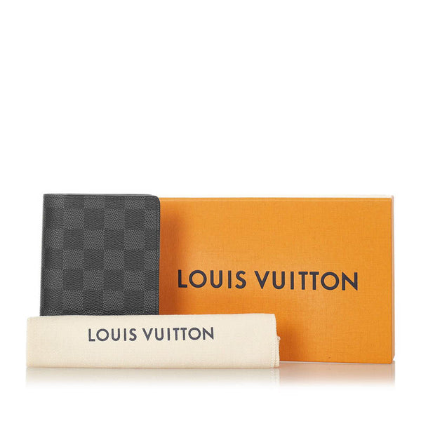ルイ ヴィトン ダミエ グラフィット ポルトフォイユ レギュラー Ｎ61223 ブラック グレー PVC レザー 二つ折り財布 メンズ LOUIS VUITTON 【中古】
