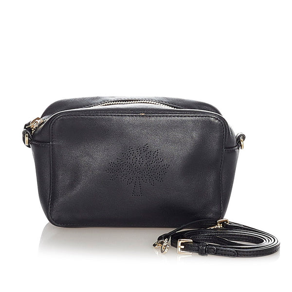 マルベリー ブラック レザー ショルダーバッグ レディース MULBERRY 【中古】