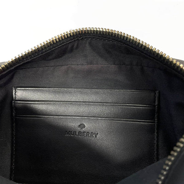 マルベリー ブラック レザー ショルダーバッグ レディース MULBERRY 【中古】