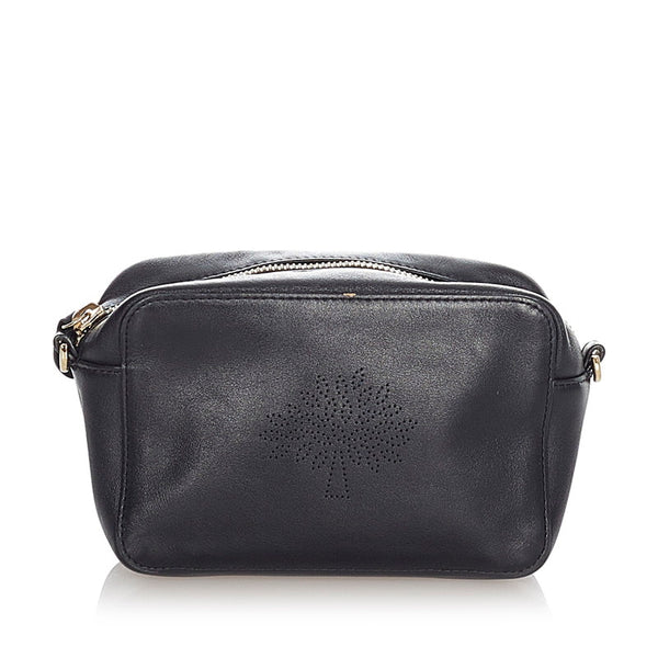 マルベリー ブラック レザー ショルダーバッグ レディース MULBERRY 【中古】