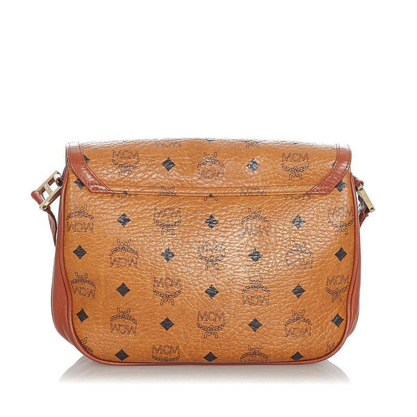 エム シー エム ブラウン キャメル レザー 斜め掛け ショルダーバッグ レディース MCM 【中古】