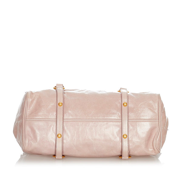 ミュウミュウ リボン RT0365 ピンク レザー ハンドバッグ ショルダーバッグ2way レディース MIUMIU 【中古】