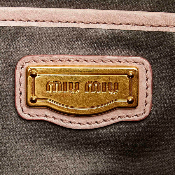 ミュウミュウ リボン RT0365 ピンク レザー ハンドバッグ ショルダーバッグ2way レディース MIUMIU 【中古】