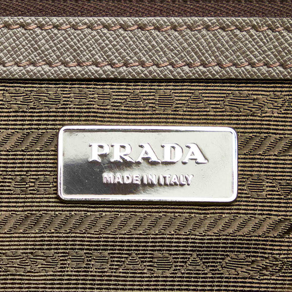 プラダ サフィアーノ グレー カーフ ビジネスバッグ メンズ PRADA 【中古】