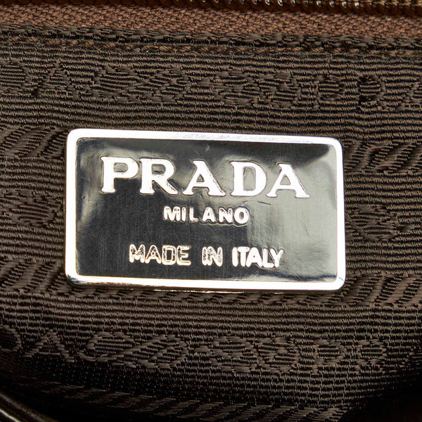 プラダ ダークブラウン エナメル ハンドバッグ レディース PRADA 【中古】