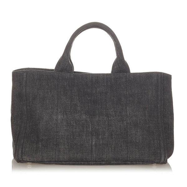 プラダ カナパ ビジュー B2642O ブラック デニム ハンドバッグ ショルダーバッグ 2WAY レディース PRADA 【中古】