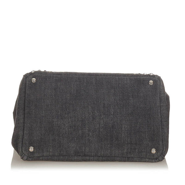 プラダ カナパ ビジュー B2642O ブラック デニム ハンドバッグ ショルダーバッグ 2WAY レディース PRADA 【中古】
