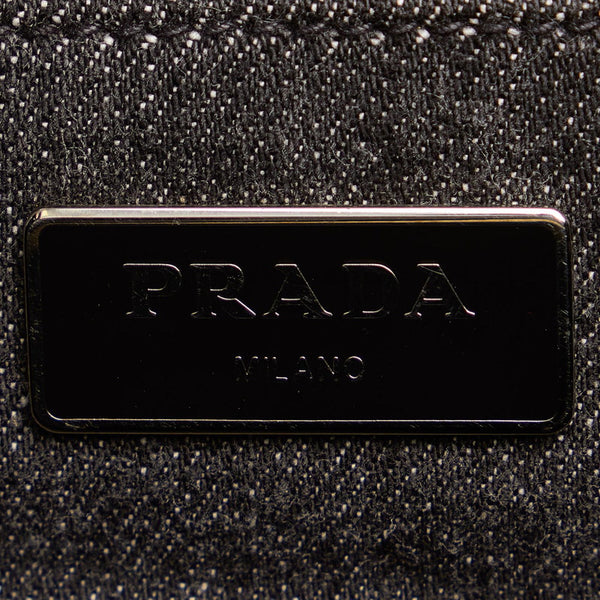 プラダ カナパ ビジュー B2642O ブラック デニム ハンドバッグ ショルダーバッグ 2WAY レディース PRADA 【中古】