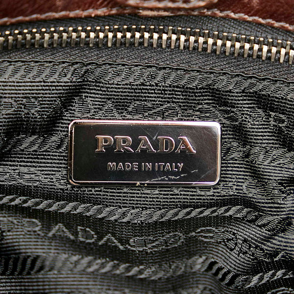 プラダ ポコノ ブラック ブラウン ナイロン レザー ハンドバッグ ショルダーバッグ 2WAY レディース PRADA 【中古】