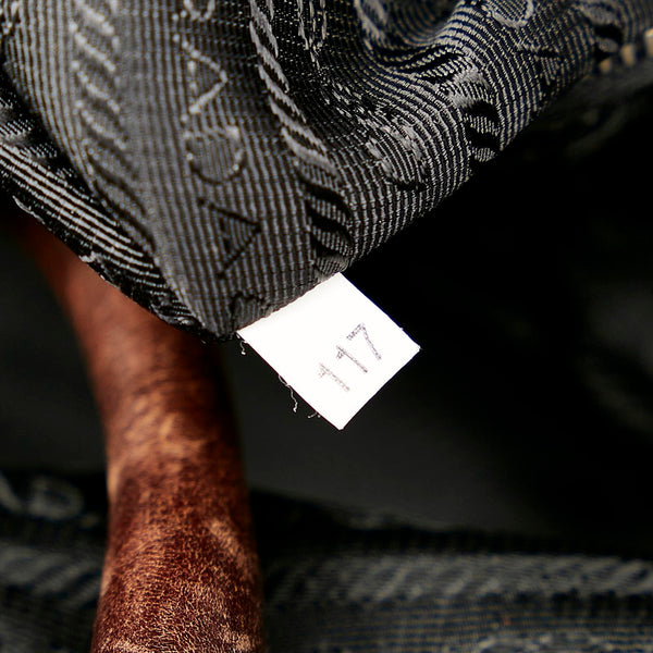 プラダ ポコノ ブラック ブラウン ナイロン レザー ハンドバッグ ショルダーバッグ 2WAY レディース PRADA 【中古】