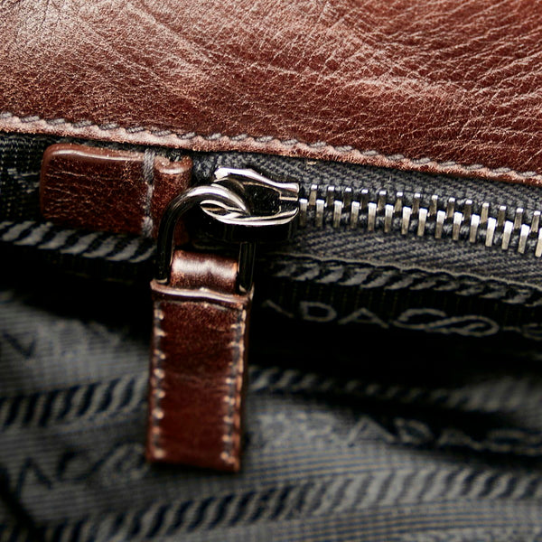 プラダ ポコノ ブラック ブラウン ナイロン レザー ハンドバッグ ショルダーバッグ 2WAY レディース PRADA 【中古】