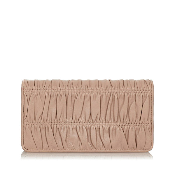 プラダ ライトピンク レザー ウォレットチェーン レディース PRADA 【中古】