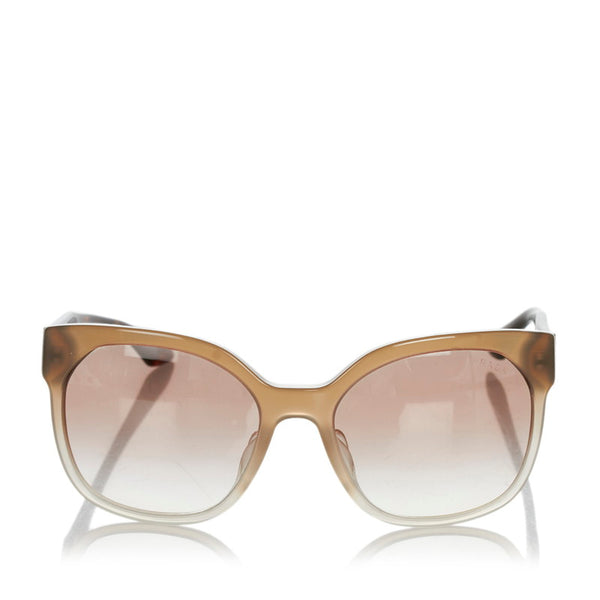 プラダ SPR 10R F ライトグレー ブラウン プラスチック サングラス レディース PRADA 【中古】