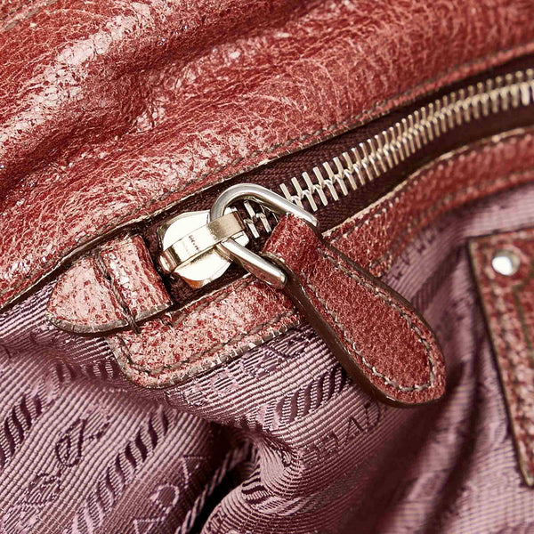プラダ BR3952 ブラウン レザー チェーンショルダー レディース PRADA 【中古】
