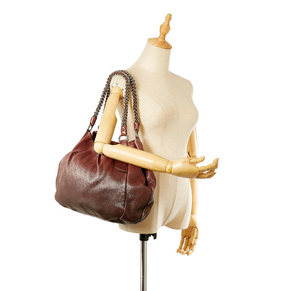 プラダ BR3952 ブラウン レザー チェーンショルダー レディース PRADA 【中古】