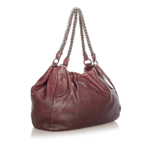 プラダ BR3952 ブラウン レザー チェーンショルダー レディース PRADA 【中古】