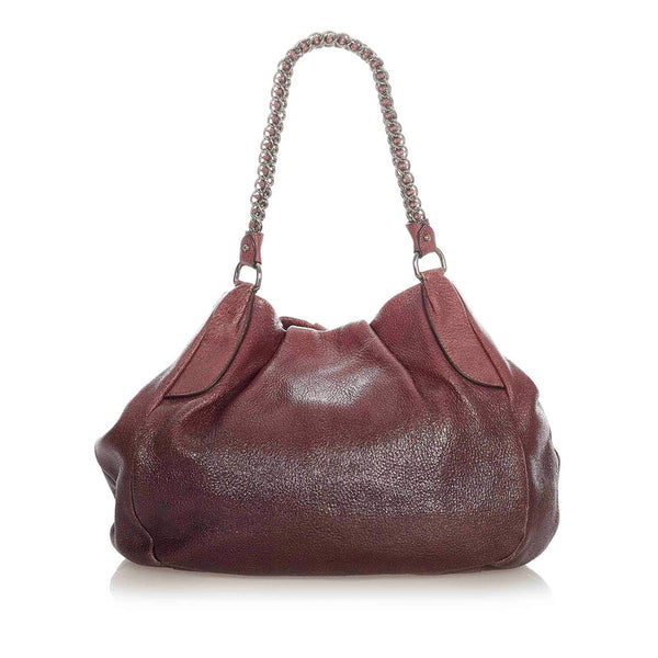 プラダ BR3952 ブラウン レザー チェーンショルダー レディース PRADA 【中古】