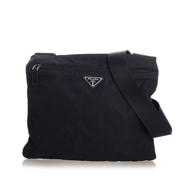 プラダ ポコノ ブラック ナイロン レザー ショルダーバッグ レディース PRADA 【中古】