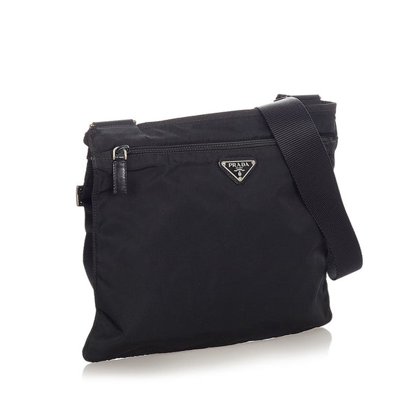 プラダ ポコノ ブラック ナイロン レザー ショルダーバッグ レディース PRADA 【中古】