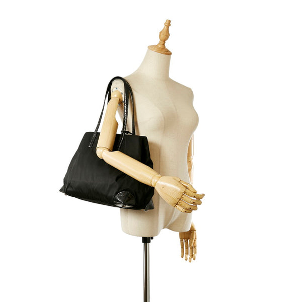 プラダ ポコノ ブラック ナイロン レザー ショルダーバッグ レディース PRADA 【中古】