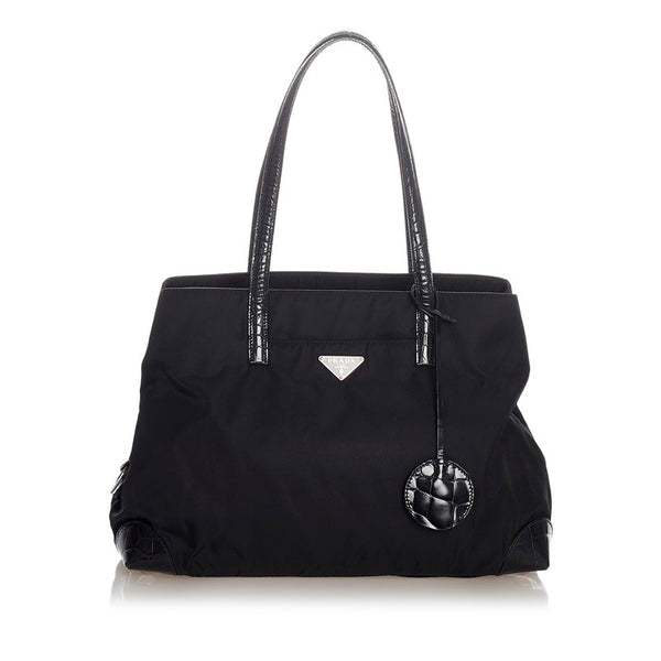 プラダ ポコノ ブラック ナイロン レザー ショルダーバッグ レディース PRADA 【中古】