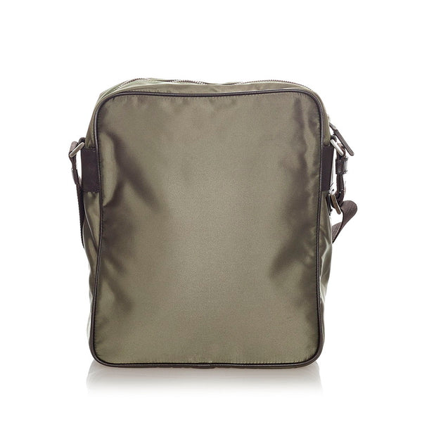 プラダ ポコノ カーキ ナイロン レザー ショルダーバッグ メンズ PRADA 【中古】