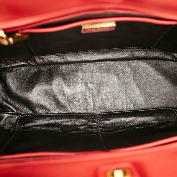 プラダ B2593C レッド ブラック レザー ハンドバッグ ショルダーバッグ 2WAY レディース PRADA 【中古】