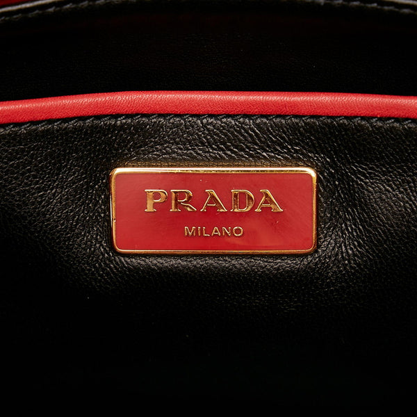 プラダ B2593C レッド ブラック レザー ハンドバッグ ショルダーバッグ 2WAY レディース PRADA 【中古】