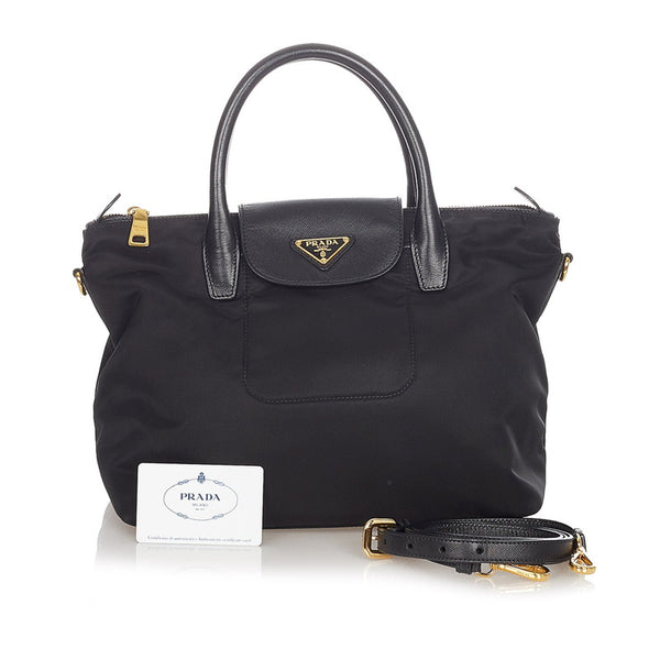 プラダ ポコノ BN2106 ブラック ナイロン レザー ハンドバッグ ショルダーバッグ 2WAY レディース PRADA 【中古】