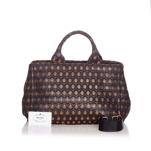 プラダ カナパ BN1877 オレンジ ブラック キャンバス ハンドバッグ ショルダーバッグ ２WAY レディース PRADA 【中古】