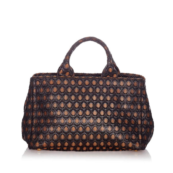 プラダ カナパ BN1877 オレンジ ブラック キャンバス ハンドバッグ ショルダーバッグ ２WAY レディース PRADA 【中古】
