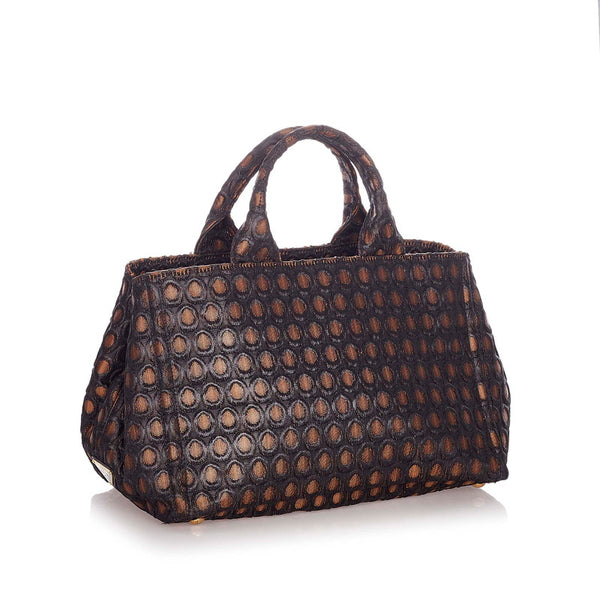 プラダ カナパ BN1877 オレンジ ブラック キャンバス ハンドバッグ ショルダーバッグ ２WAY レディース PRADA 【中古】